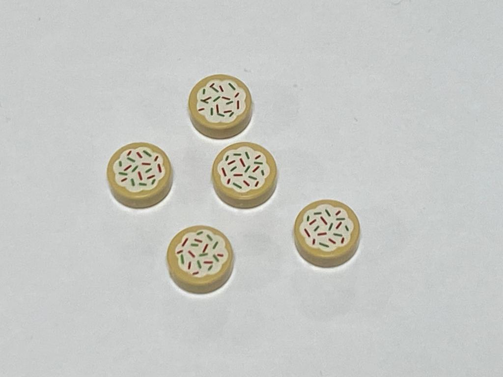 Partij Lego 5x nieuwe beige koekjes met glazuur en topping