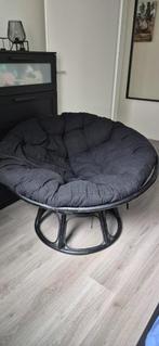 Loungestoel Papasan zwart rotan, Ophalen, 100 tot 125 cm, Lounge, Zo goed als nieuw