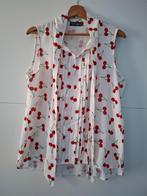Frisse witte blouse met kersmotief Perla Nera maat M 40/42, Wit, Ophalen of Verzenden, Zo goed als nieuw, Maat 38/40 (M)