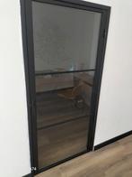 Zwart stalen deur (2 stuks). Evt met houten kozijn zgan, Ophalen, 80 tot 100 cm, 215 cm of meer, Binnendeur