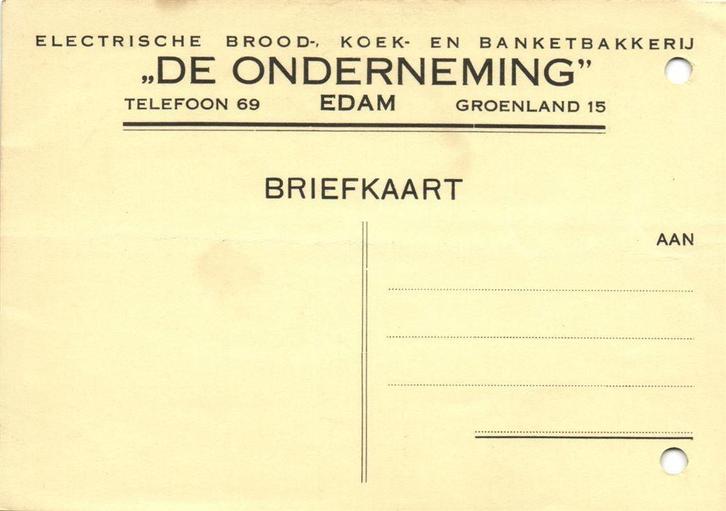 De Onderneming, Edam - 01.1942 - briefkaart, Postzegels en Munten, Brieven en Enveloppen | Nederland, Envelop, Ophalen of Verzenden