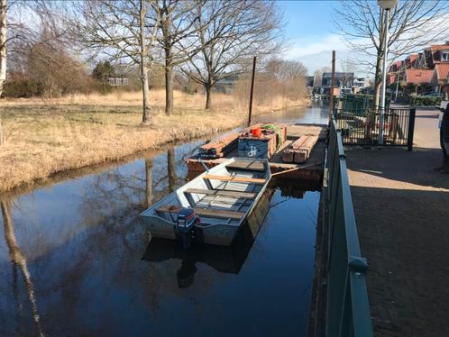 Gegalvaniseerde platbodem/werkboot, Watersport en Boten, Platbodems, Gebruikt, Tot 6 meter, Staal, Benzine, Ophalen
