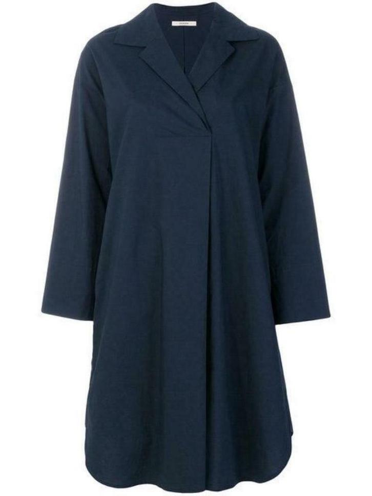 ODEEH: z.g.a.n. wijde blauwe poplin jurk maat 36, Kleding | Dames, Jurken, Zo goed als nieuw, Maat 36 (S), Blauw, Onder de knie