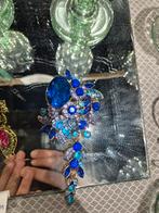 Vintage Broche met Blauwe Stenen, Overige materialen, Blauw, Ophalen of Verzenden, Zo goed als nieuw