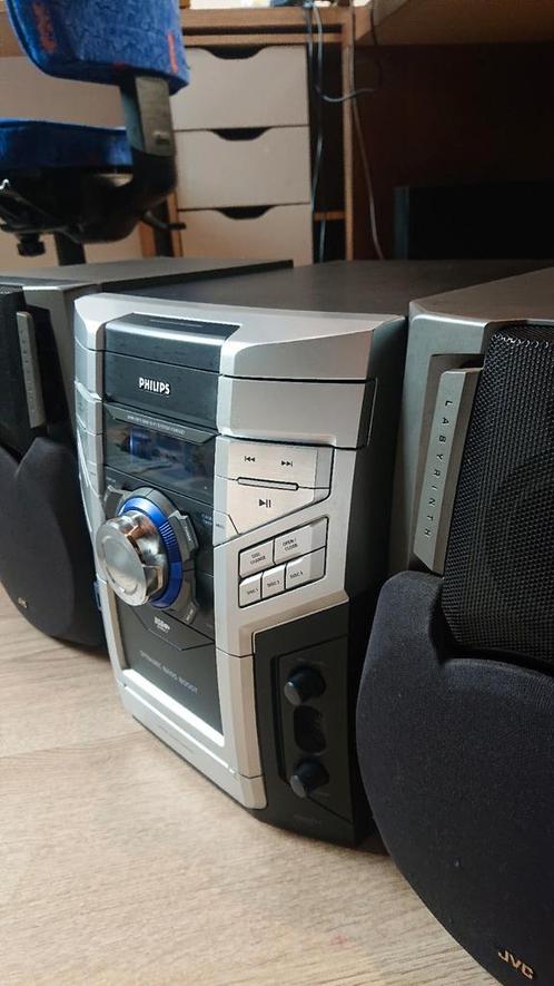 Philips stereo-set; Cd, mp3, usb, tuner, cassette, 2x mic in, Audio, Tv en Foto, Stereo-sets, Zo goed als nieuw, Speakers, Philips