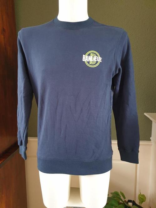 Banlieue zeer nette blauwe trui met print op rug mt S 46, Kleding | Heren, Truien en Vesten, Zo goed als nieuw, Maat 46 (S) of kleiner