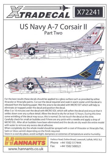 Xtradecal US Navy A-7 Corsair II Part two 1/72