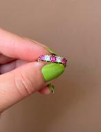 Vintage gouden ring rubeliet en synthetische diamant, Verzenden, Zo goed als nieuw, 17 tot 18, Roze