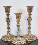 Drie verzilverde kandelaars., Ophalen of Verzenden, Zo goed als nieuw, Zilver, Kandelaar