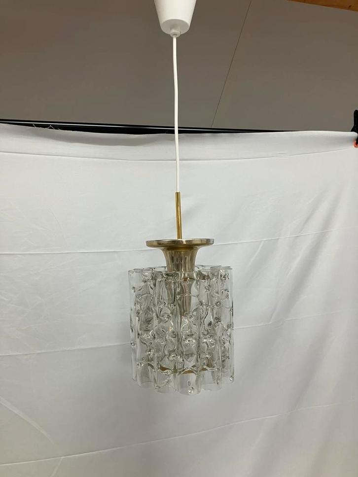 Vintage hanglamp of kroonluchter met ijsglas Doria Leuchten, Huis en Inrichting, Lampen | Hanglampen, Gebruikt, Minder dan 50 cm