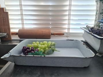 Brocante emaille braadslee/bakvorm  beschikbaar voor biedingen