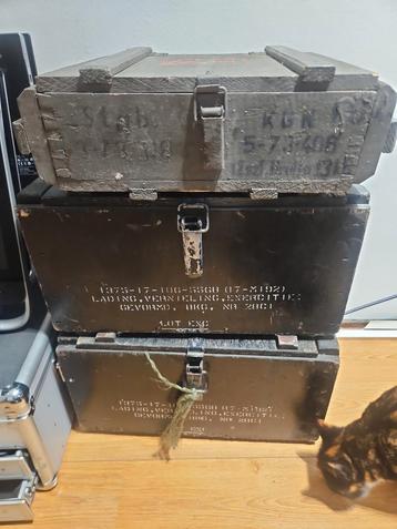 Legerkisten set (3 hout + 1 metaal) - Authentiek! beschikbaar voor biedingen