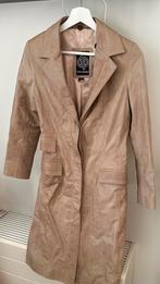 Vintage Leren Trenchcoat Beige XS/S, Ophalen of Verzenden, Zo goed als nieuw, Maat 36 (S), Beige