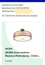 Nieuwe plafondlamp qazqa drum neutron bruin, Ophalen of Verzenden, Nieuw