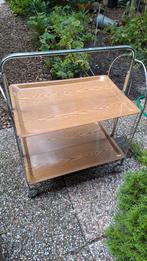Vintage Serveerwagen met 2 Bladen, Ophalen of Verzenden, Gebruikt, Rechthoekig, Metaal