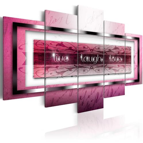 515 Live Laugh Love 5 Luik XXL Canvas Schilderij 200x100cm, Antiek en Kunst, Kunst | Schilderijen | Abstract, Ophalen of Verzenden