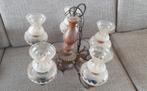 Vintage kroonluchter hanglamp van hout, metaal, glas, Ophalen of Verzenden, Zo goed als nieuw, Glas