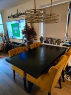 Zwart mango visgraat houten tafel metalen onderstel, Huis en Inrichting, Tafels | Eettafels, 50 tot 100 cm, 150 tot 200 cm, Ophalen of Verzenden