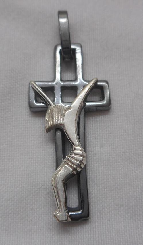 Zilveren kruis hanger met Jezus nr.1741, Sieraden, Tassen en Uiterlijk, Kettinghangers, Zo goed als nieuw, Zilver, Zilver, Kruis of Symbool