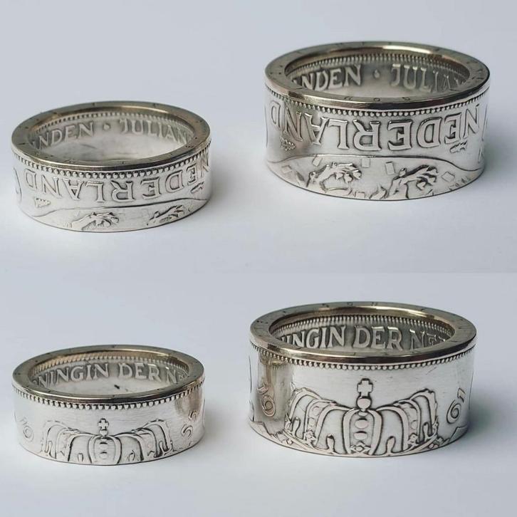 Mooie GULDEN of RIJKSDAALDER Ring van Zilver en Geboortejaar, Sieraden, Tassen en Uiterlijk, Ringen, Nieuw, Dame of Heer, Zilver