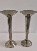 Set kandelaars art deco stijl zilverkleurig, Ophalen, Overige kleuren, Zo goed als nieuw, Kandelaar