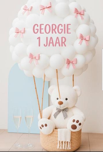 Te huur! Grote mand met xxl beer, ballon en kleine ballonnen beschikbaar voor biedingen