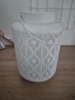 Wit Metalen Windlicht - 40 cm, Huis en Inrichting, Woonaccessoires | Kandelaars en Kaarsen, Ophalen, 25 tot 50 cm, Wit, Zo goed als nieuw