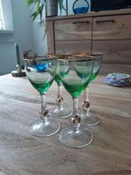 Set van 4 Boheemse kristallen wijnglazen., Ophalen of Verzenden