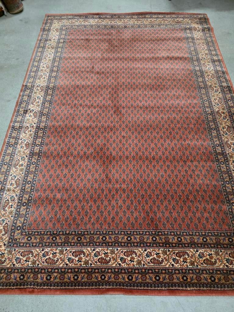 300x200 Vintage Vloerkleed Lichtrood Blauw Machinaal Wol, Gebruikt, Na, Na, Ophalen of Verzenden