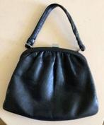zwarte leren handtas, jaren 50, Sieraden, Tassen en Uiterlijk, Tassen | Damestassen, Ophalen of Verzenden, Gebruikt, Zwart, Handtas