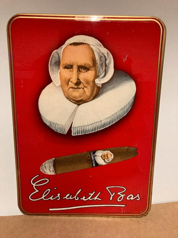 Aangeboden :  Mooie Oude Reclame van Elisabeth Bas Sigaren., Verzamelen, Merken en Reclamevoorwerpen, Zo goed als nieuw, Reclamebord