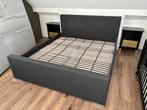 Gestofeerd ledikant antraciet 180 x 200, Ophalen, Gebruikt, Tweepersoons, 180 cm