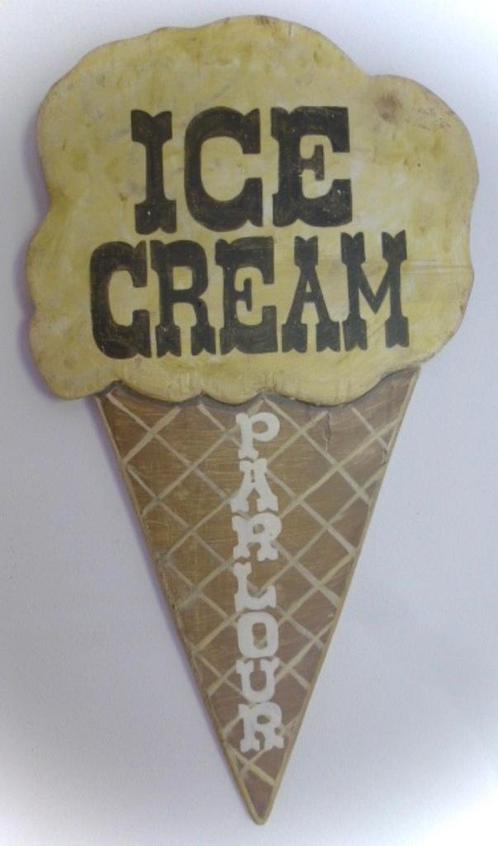 Groot houten reclamebord / ijssalon / Ice Cream Parlour, Verzamelen, Merken en Reclamevoorwerpen, Zo goed als nieuw, Reclamebord
