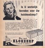 Retro reclame 1950 Klok Heerde uw huishoudzeep, Verzamelen, Ophalen of Verzenden