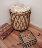Vintage rotan naaimand/poef, Ophalen of Verzenden, Gebruikt