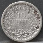 Zilveren dubbeltje 1910 - 10 cent 1910 Wilhelmina, Postzegels en Munten, Munten | Nederland, Zilver, Koningin Wilhelmina, 10 cent
