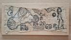 Inktpen tekening op boomschors uit Paaseiland, Antiek en Kunst, Ophalen of Verzenden
