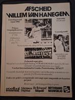 Oude vintage reclame afscheid Willem van Hanegem, Verzamelen, Ophalen of Verzenden, Gebruikt, Poster, Plaatje of Sticker