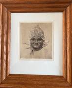 Volendam: meisje door Pol Dom - Grietje - Ets, Ophalen of Verzenden