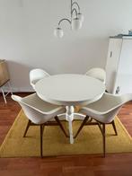 Eethoek tafel wit rond Ikea en 4 stoelen, Huis en Inrichting, Tafels | Eettafels, Ophalen, 100 tot 150 cm, Rond, 50 tot 100 cm