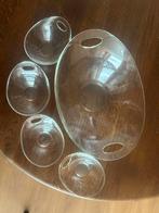Vintage Glazen Serveerschaal Set 5-delig met Handvatten, Ophalen