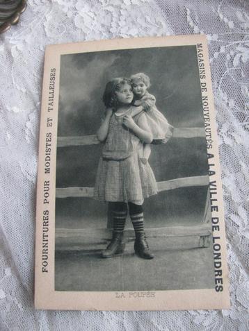 Antieke Kaart uit 1913 / Fournituren Reclame - Meisje Pop beschikbaar voor biedingen