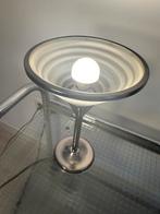 Tafellamp trompet hollywood regency zilver met glas, Huis en Inrichting, Ophalen of Verzenden, Zo goed als nieuw, Glas, Minder dan 50 cm