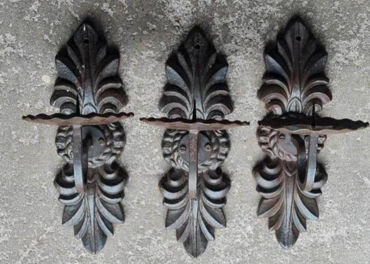 3 gietijzeren wandkandelaars, Tuin en Terras, Tuinwanddecoratie, Ophalen of Verzenden