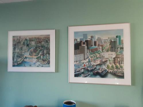 2x Offsetdruk Marie-Anne Meier " Rotterdam ", Antiek en Kunst, Kunst | Litho's en Zeefdrukken, Ophalen