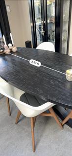 Zwarte Mangohouten Eettafel - Stalen Onderstel, Huis en Inrichting, Tafels | Eettafels, Ophalen, Gebruikt, 50 tot 100 cm, Vijf personen of meer