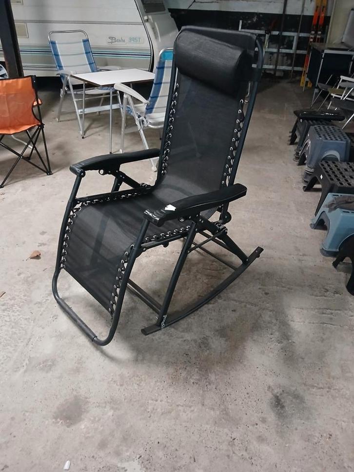 Relaxstoel Schommelstoel Zwart, Tuin en Terras, Ligbedden, Nieuw, Metaal, Inklapbaar, Verstelbaar, Ophalen