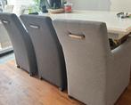 Grijze eetkamerstoelen  met rolwieltjes drie stuks., Huis en Inrichting, Stoelen, Ophalen, Strak, Gebruikt, Drie