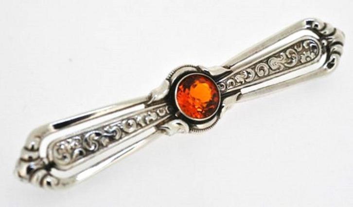 Kordes & Lichtenfels - Mooie oude zilveren broche met citrie, Sieraden, Tassen en Uiterlijk, Broches, Zo goed als nieuw, Zilver