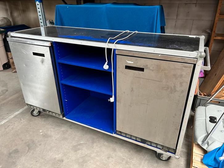 Mobiele Bar / Werkmodule met Koelkasten – op Wielen, Huis en Inrichting, Barren, Gebruikt, Ophalen